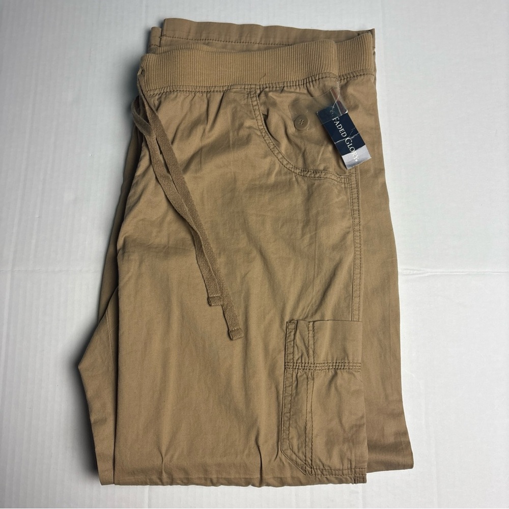 Faded Glory Women Size 18 Pant Tan Brown Comfort Waist Cuffed Roll Up Cotton New